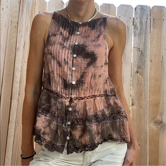 Free people tie dye sleeveless blouse size small - Picture 2 of 11